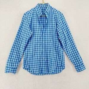 J. Crew Men's Button Front Blue White Checks Business Casual Shirt P6638